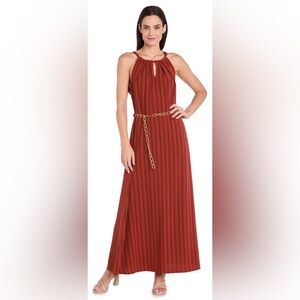 R&M Richards Rust Maxi Dress with Chain Belt